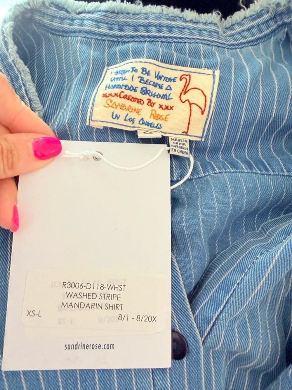 Sandrine Rose Free people striped denim jacket size small oversized soft NWT